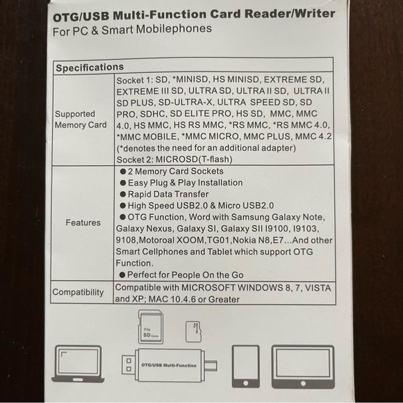 Cococka OTG/USB Multi-Function Card Reader/Writer for PC & Smartphone, new - Picture 3 of 3